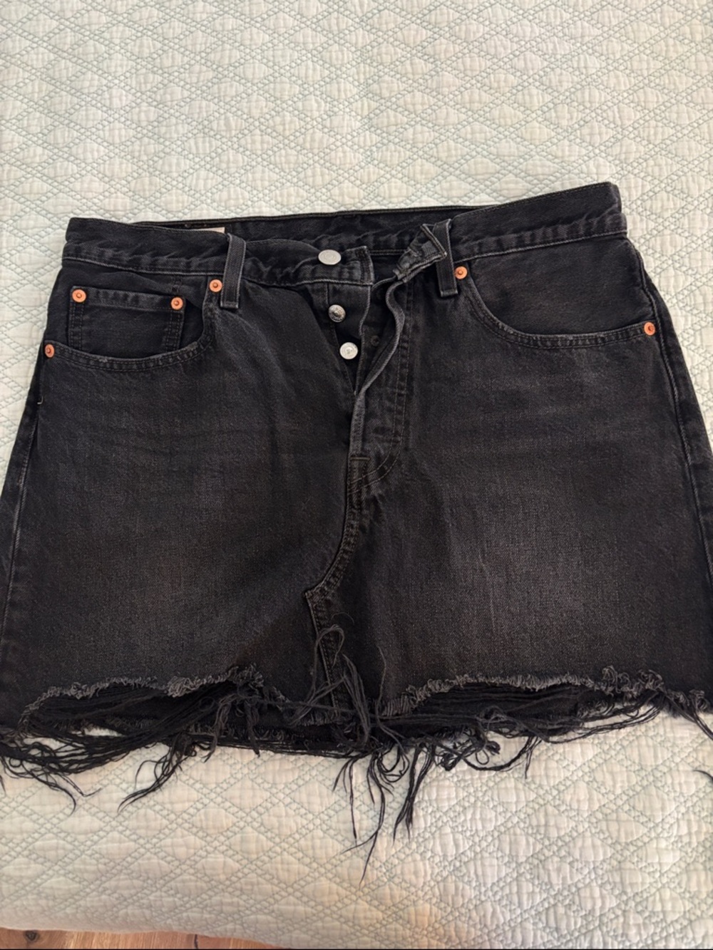 Levi's Black Distressed Denim Mini Skirt